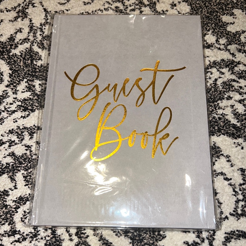 NWT Gray w/ Gold Lettering Hard Cover GUEST BOOK